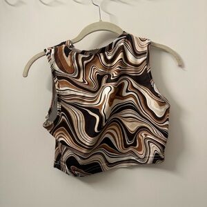 Brown Swirl Pattern Sleeveless Top